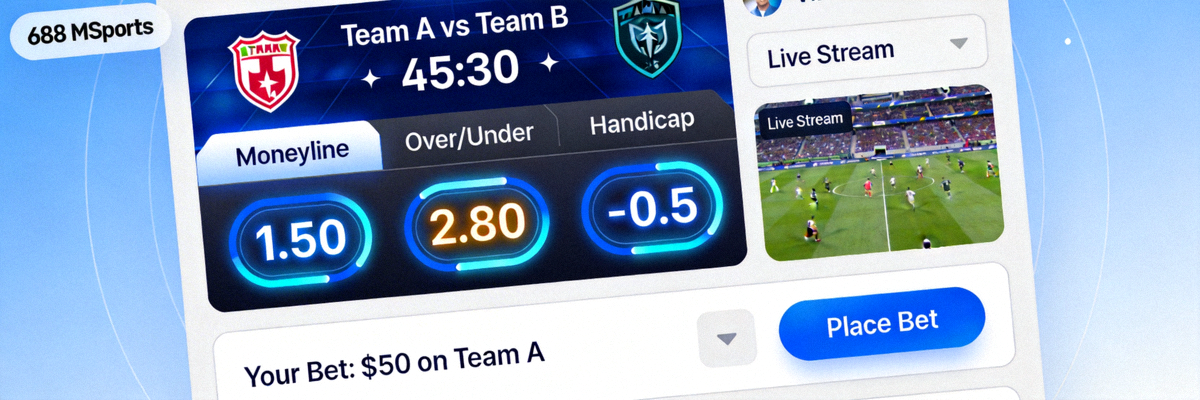 Tampilan antarmuka live betting M88 MSports dengan odds yang diperbarui secara real-time selama pertandingan berlangsung